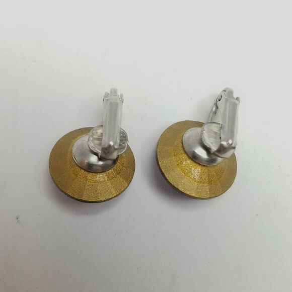 Vintage Blue Rhinestone Clip On Earrings, Sparkly Round Retro, Estate - Picture 3 of 6